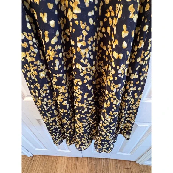 Hobbs London Aurora Dress Navy Yellow Petal Print Midi Recycled Polyester 6 NEW - Picture 8 of 10